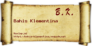Bahis Klementina névjegykártya